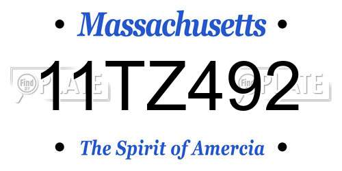 11TZ492 Massachusetts License Plate