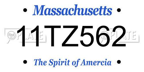 11TZ562 Massachusetts License Plate