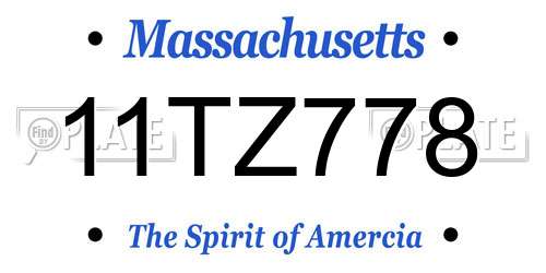 11TZ778 Massachusetts License Plate