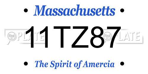 11TZ87 Massachusetts License Plate