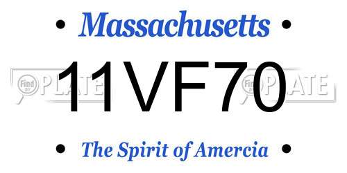 11VF70 Massachusetts License Plate