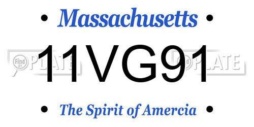 11VG91 Massachusetts License Plate