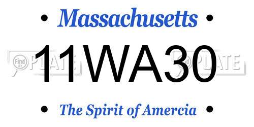11WA30 Massachusetts License Plate