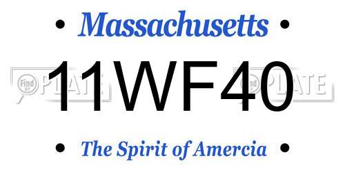 11WF40 Massachusetts License Plate