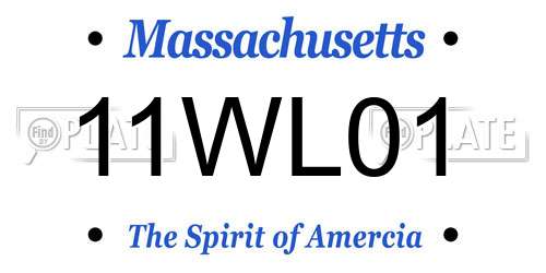 11WL01 Massachusetts License Plate