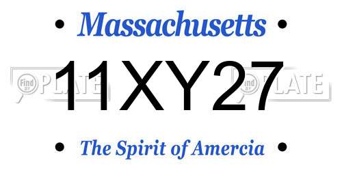 11XY27 Massachusetts License Plate