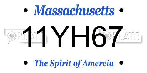 11YH67 Massachusetts License Plate