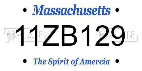 11ZB129 Massachusetts License Plate