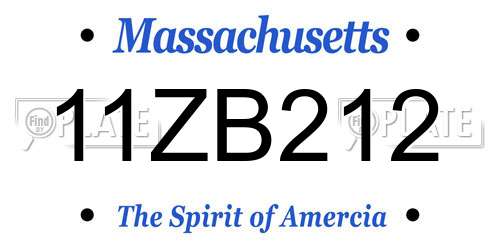 11ZB212 Massachusetts License Plate