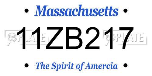 11ZB217 Massachusetts License Plate