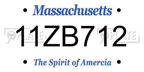 11ZB712 Massachusetts License Plate