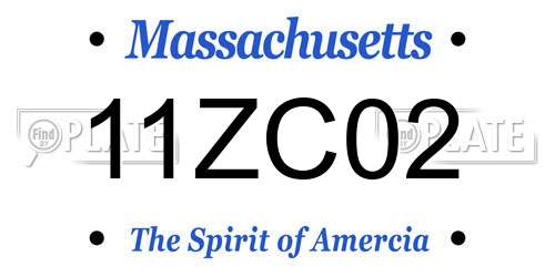 11ZC02 Massachusetts License Plate