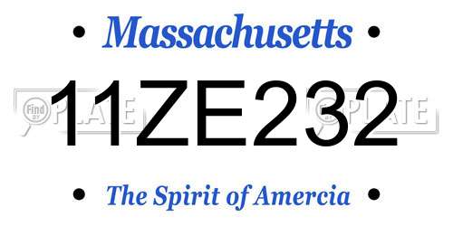 11ZE232 Massachusetts License Plate