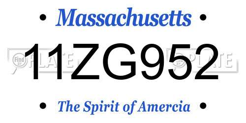 11ZG952 Massachusetts License Plate