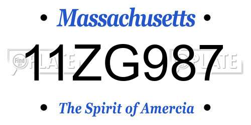 11ZG987 Massachusetts License Plate
