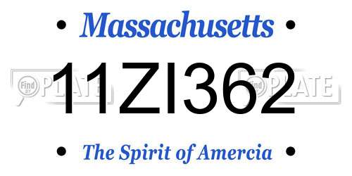 11ZI362 Massachusetts License Plate