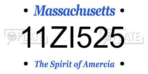 11ZI525 Massachusetts License Plate