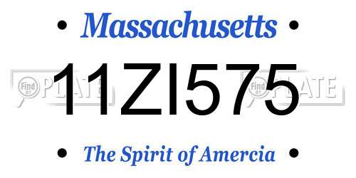11ZI575 Massachusetts License Plate