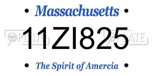 11ZI825 Massachusetts License Plate
