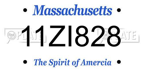11ZI828 Massachusetts License Plate