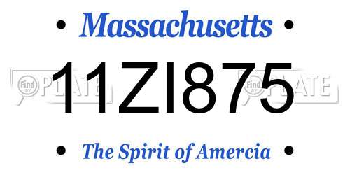 11ZI875 Massachusetts License Plate