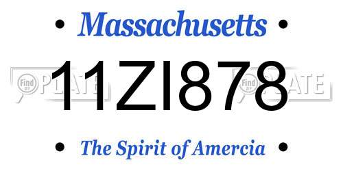 11ZI878 Massachusetts License Plate