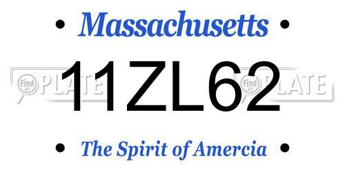 11ZL62 Massachusetts License Plate