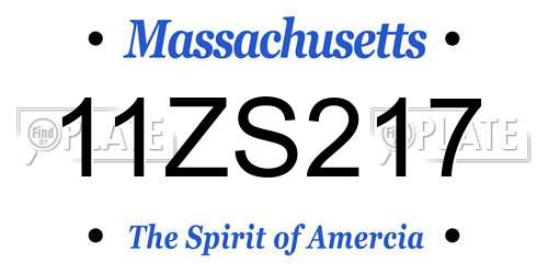 11ZS217 Massachusetts License Plate