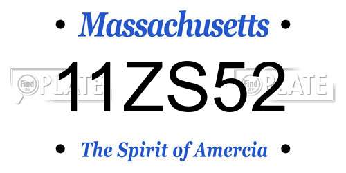11ZS52 Massachusetts License Plate
