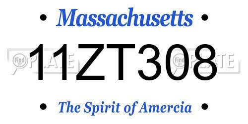 11ZT308 Massachusetts License Plate