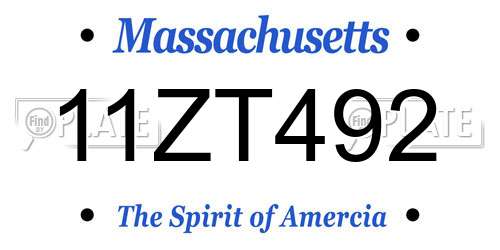 11ZT492 Massachusetts License Plate