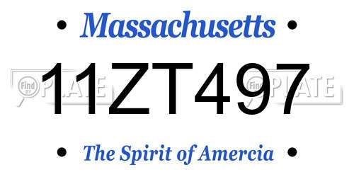 11ZT497 Massachusetts License Plate