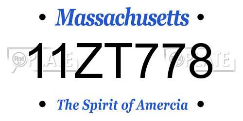 11ZT778 Massachusetts License Plate