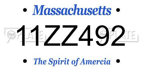 11ZZ492 Massachusetts License Plate