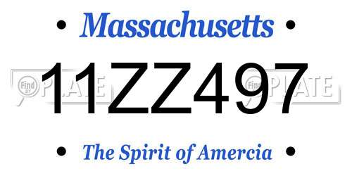 11ZZ497 Massachusetts License Plate