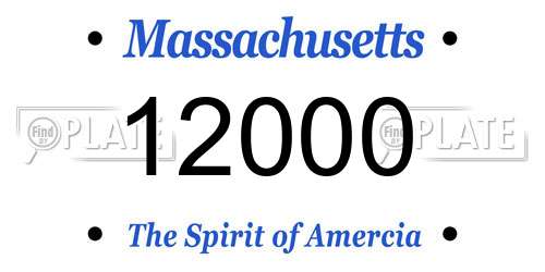 12000 Massachusetts License Plate