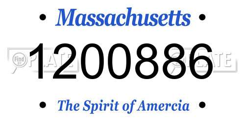 1200886 Massachusetts License Plate
