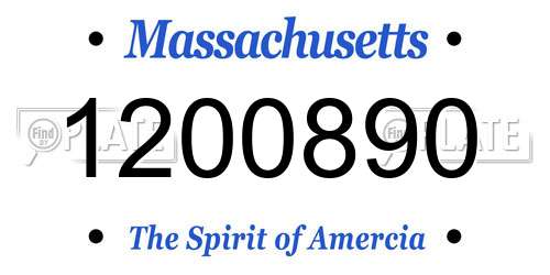 1200890 Massachusetts License Plate