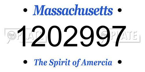 1202997 Massachusetts License Plate