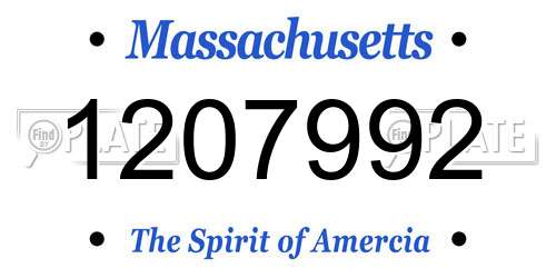 1207992 Massachusetts License Plate