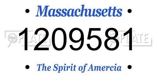 1209581 Massachusetts License Plate