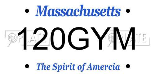 120GYM Massachusetts License Plate