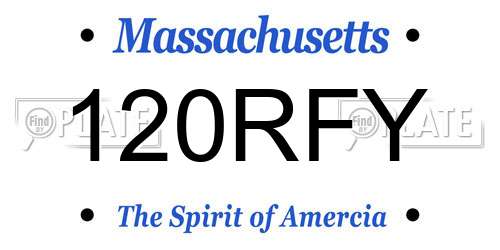 120RFY Massachusetts License Plate