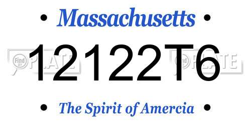 12122T6 Massachusetts License Plate