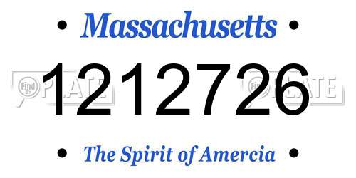 1212726 Massachusetts License Plate