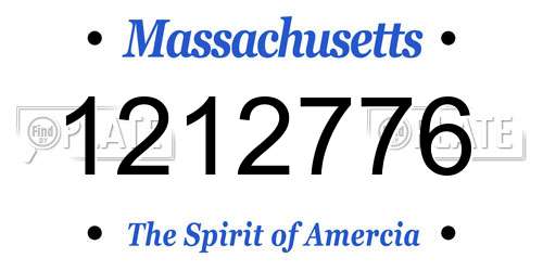 1212776 Massachusetts License Plate