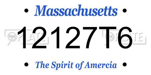 12127T6 Massachusetts License Plate