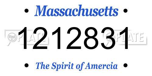 1212831 Massachusetts License Plate
