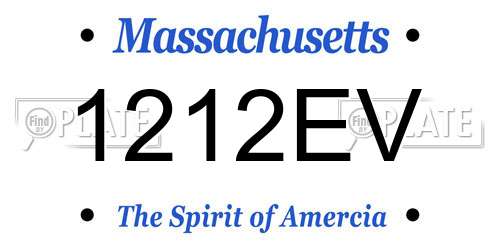 1212EV Massachusetts License Plate