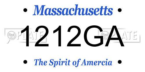 1212GA Massachusetts License Plate